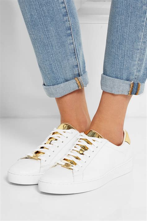 michael kors irving white|Irving Embellished Leather Sneaker .